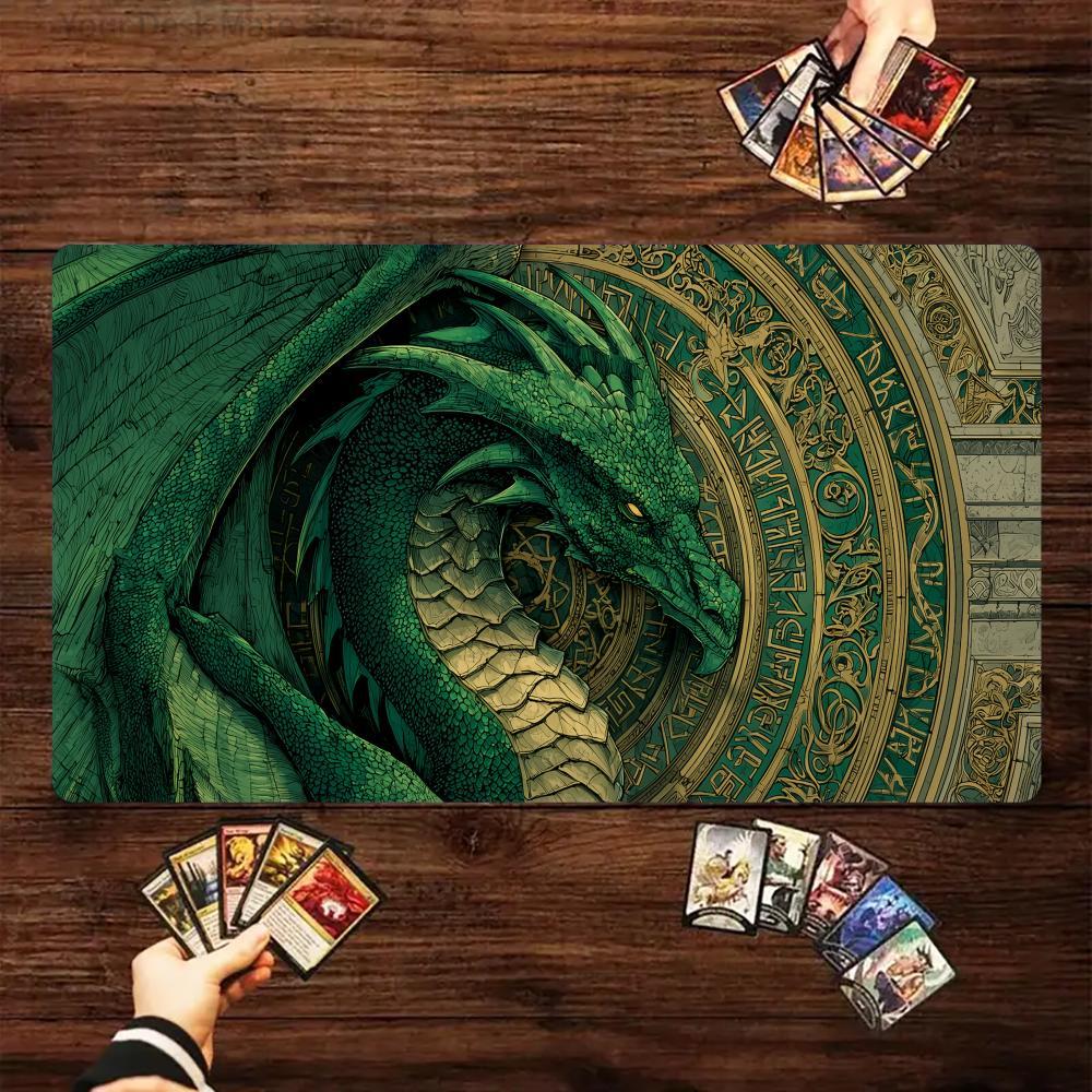 Door Mat Blank - Magic Runes and Green Dragon Design