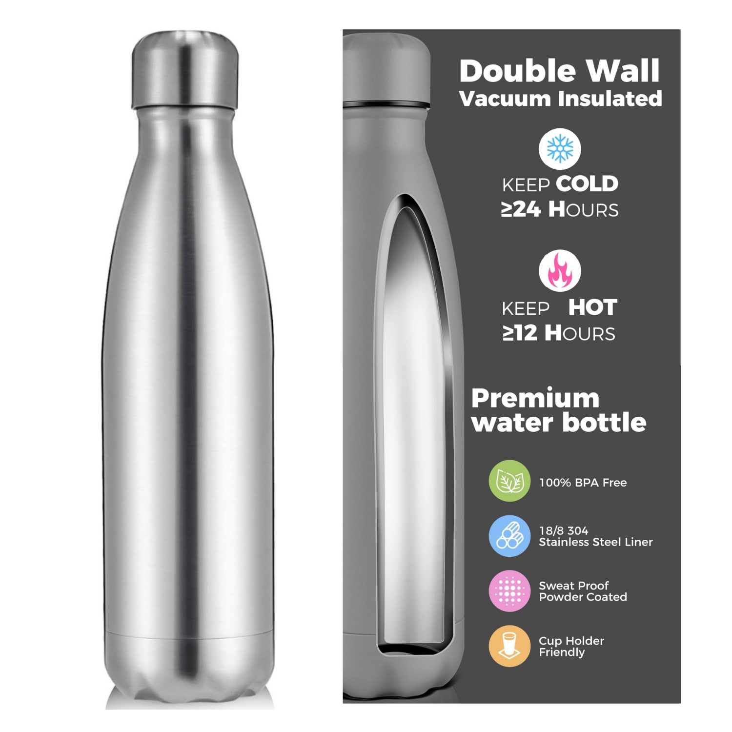Water Bottle Blank - Outdoor Sport Double Wall Stainles Steel