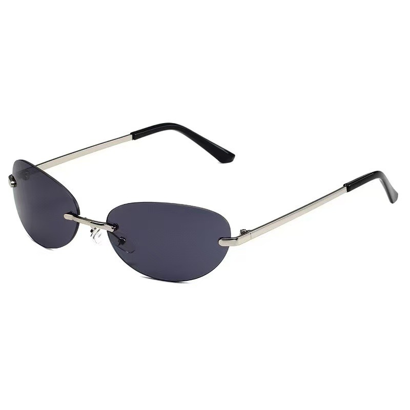 Rimless Oval Sunglasses Women  - Metal Photo Panel review and price