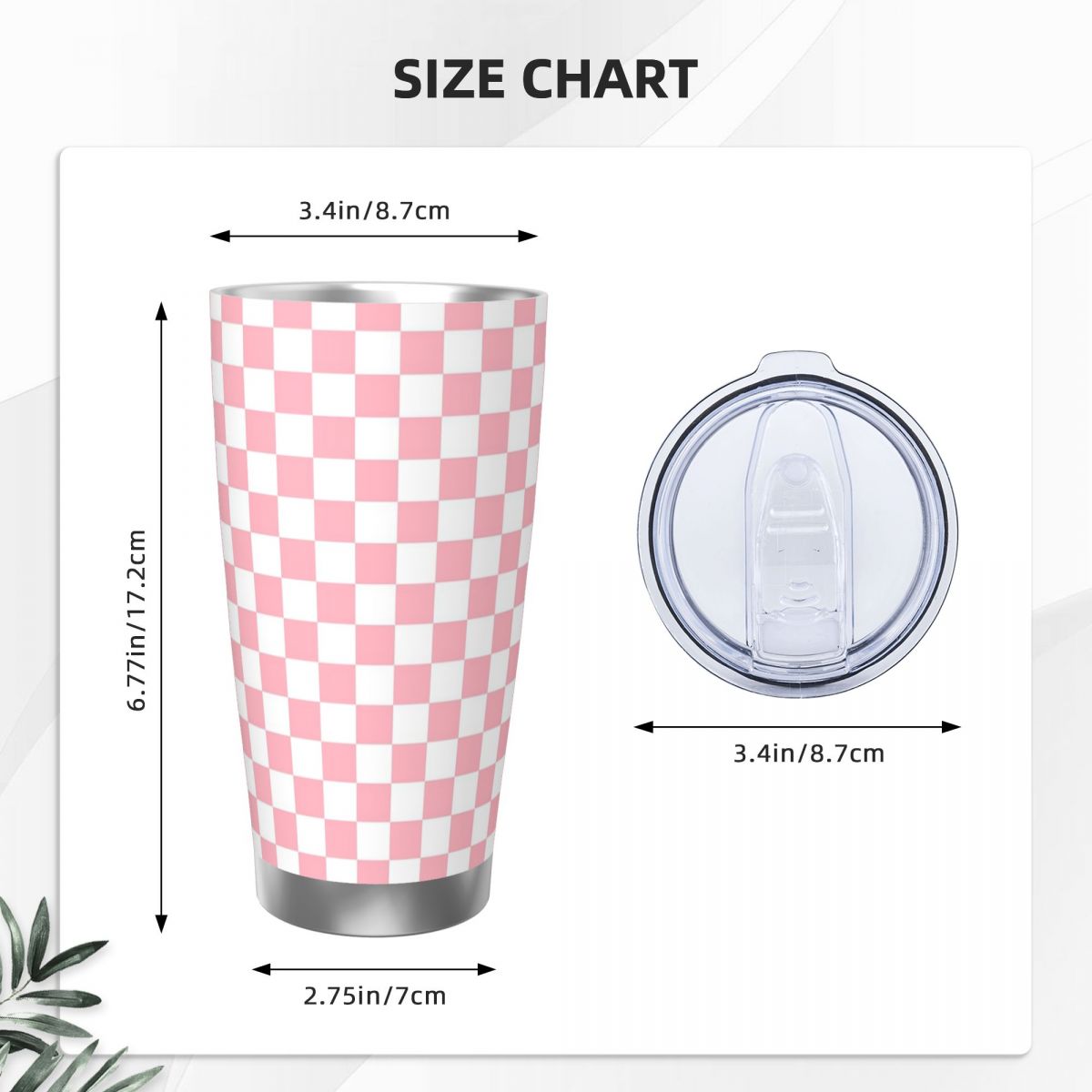 Pink White Checkerboard Patter - Tumbler 20Oz White review and price