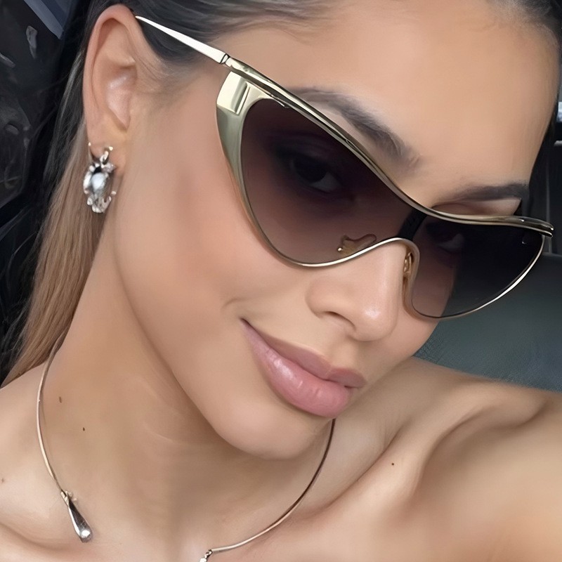 Rimless Y2K Style Sunglasses R - Metal Photo Panel review and price